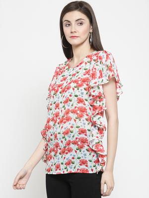 ruffle detail floral top - 16061577 - Standard Image - 2