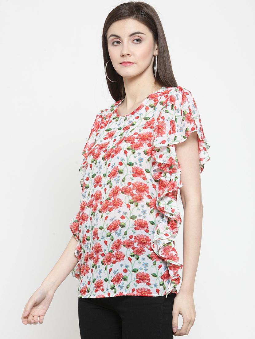ruffle detail floral top - 16061577 - Zoom Image - 2