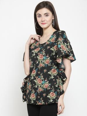 ruffle detail floral top - 16061578 - Standard Image - 2