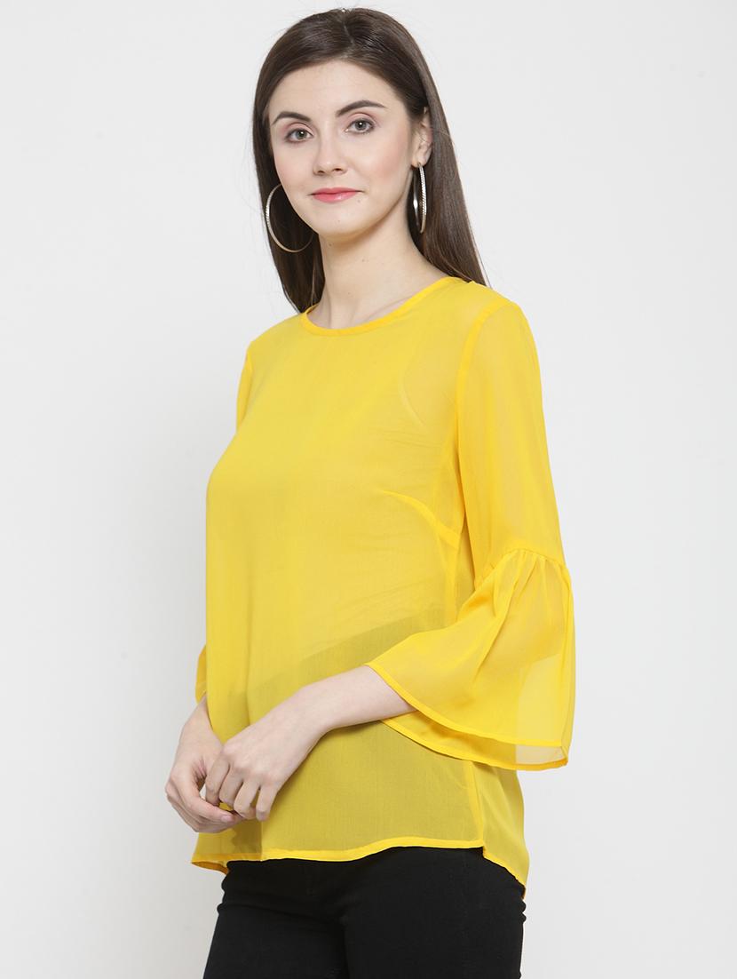 bell sleeved sheer top - 16061590 - Zoom Image - 2