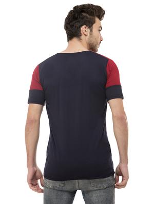 navy blue color block tshirt - 16062598 - Standard Image - 3