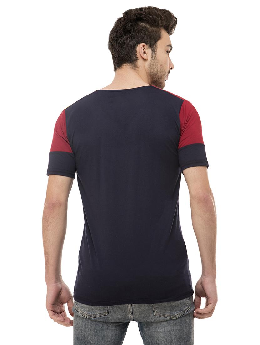 navy blue color block tshirt - 16062598 - Zoom Image - 3