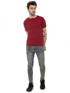 maroon solid tshirt - 16062601 - Standard Image - 3