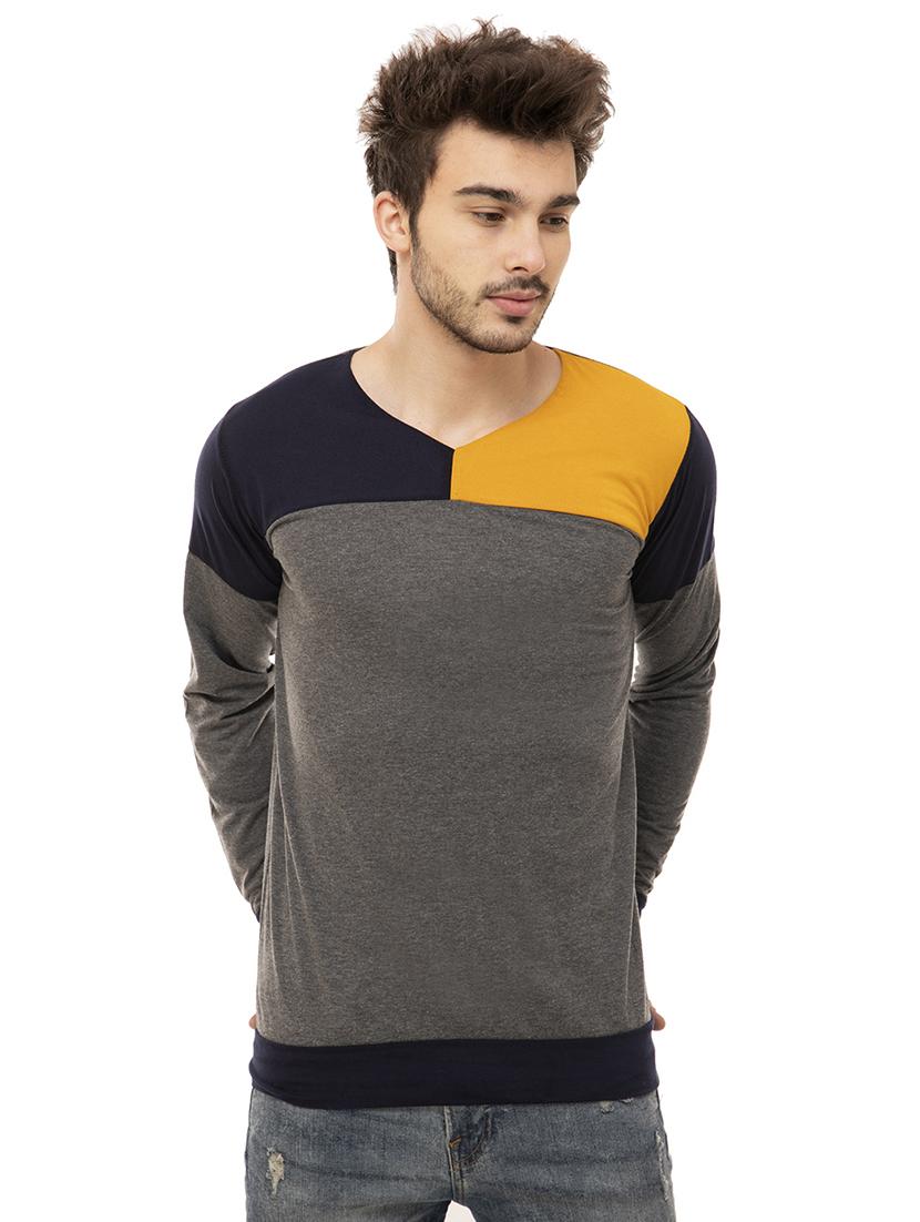 grey color block t-shirt - 16062614 - Zoom Image - 1