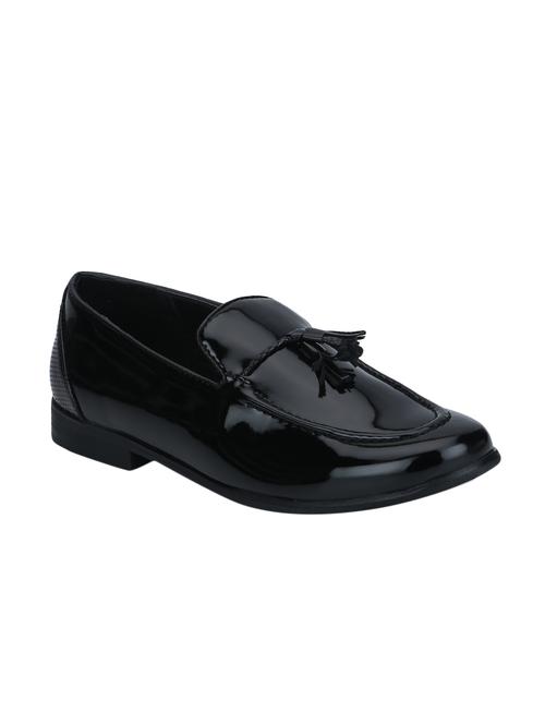black leatherette tassel slip ons - 16062874 - Standard Image - 1