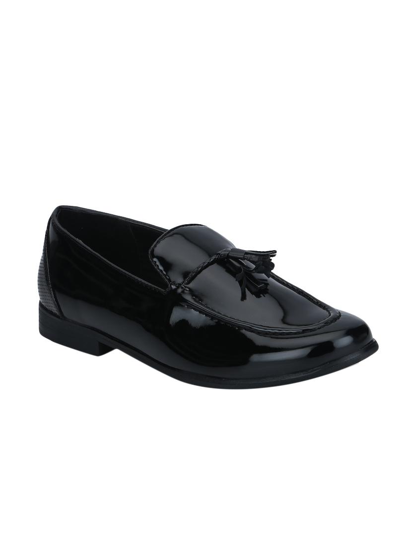 black leatherette tassel slip ons - 16062874 - Zoom Image - 1