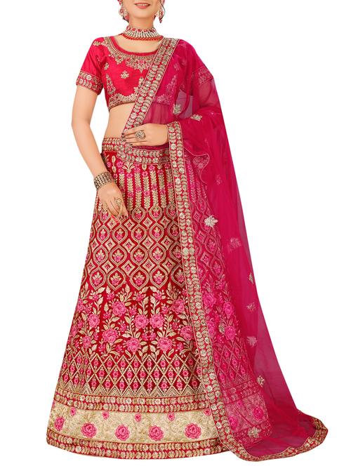 Floral embroidered a-line lehenga - 16063314 - Standard Image - 1