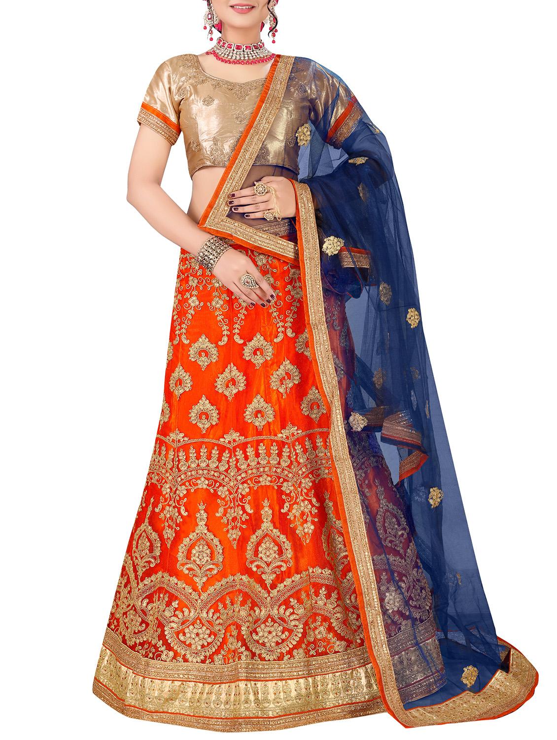 Embroidered a-line lehenga - 16063336 - Zoom Image - 1