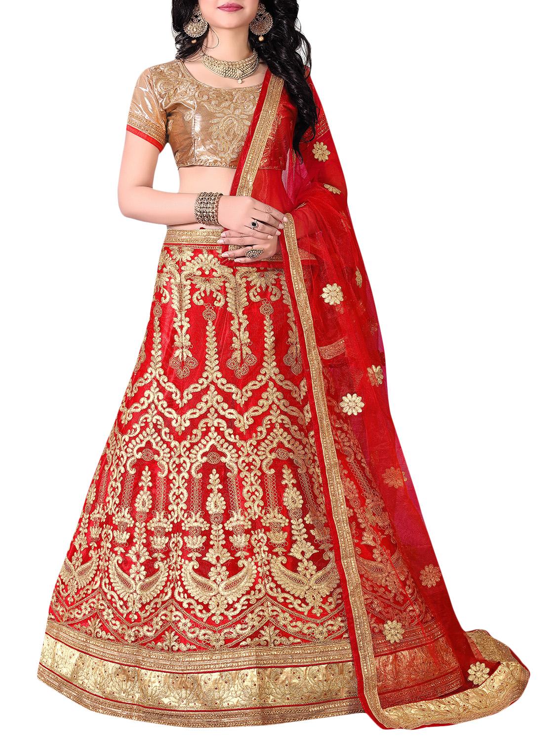 Embroidered a-line lehenga - 16063339 - Zoom Image - 1