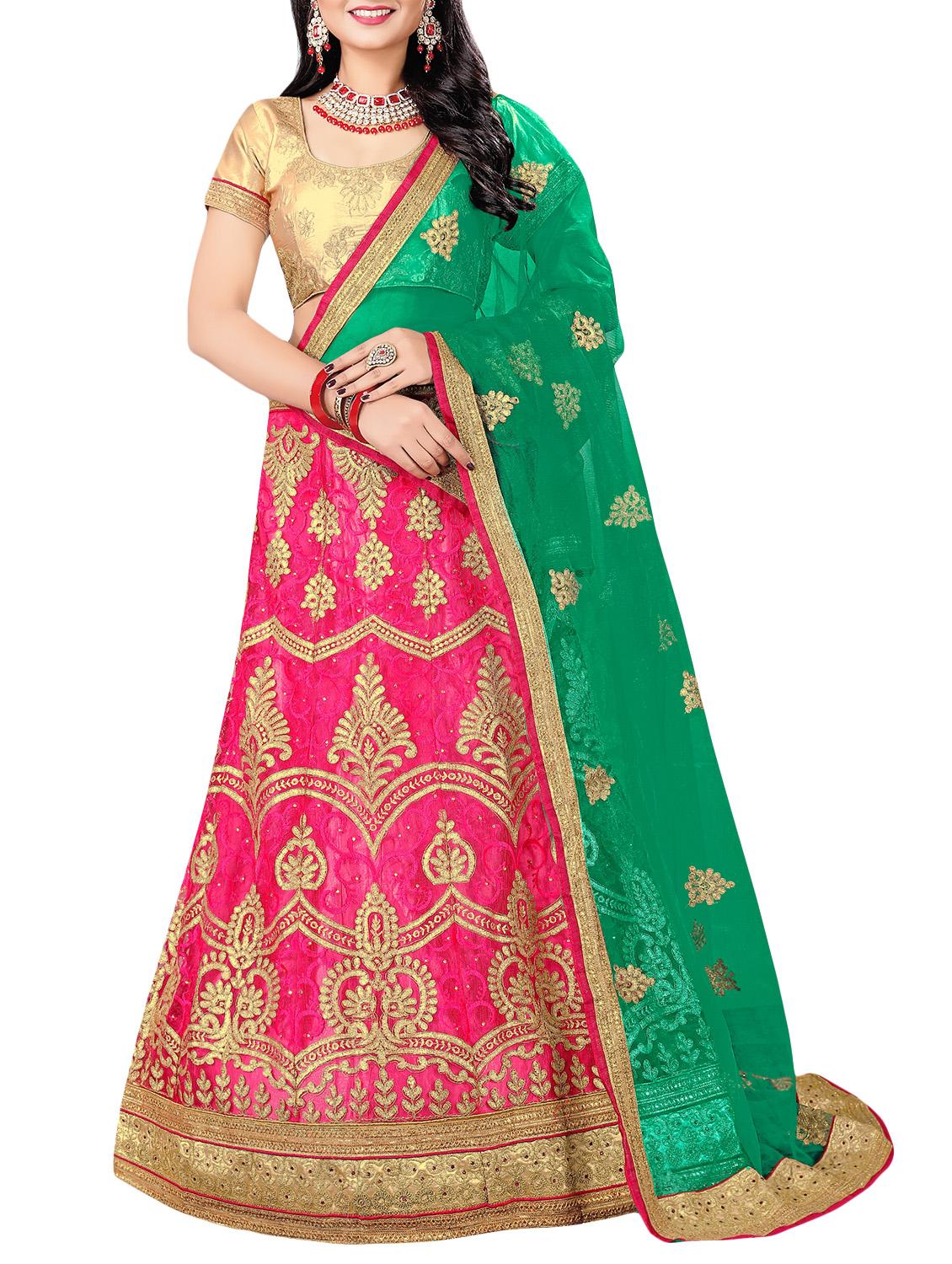 Embroidered a-line lehenga - 16063340 - Zoom Image - 1