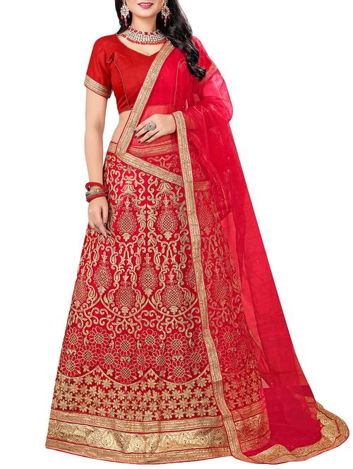 Embroidered a-line lehenga - 16063347 - Standard Image - 1