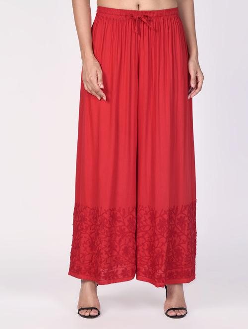 chikankari flared palazzo - 16063439 - Standard Image - 1