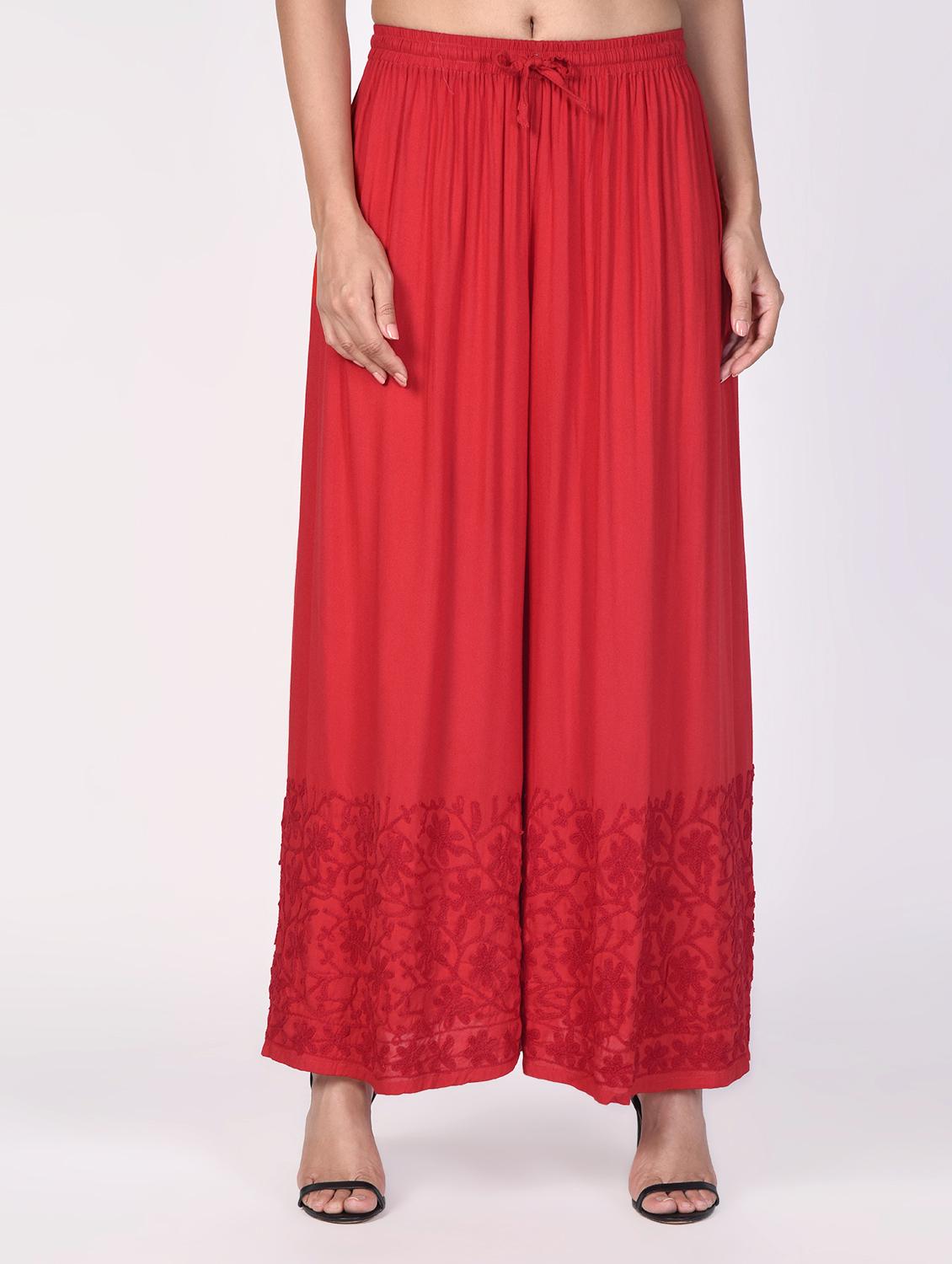chikankari flared palazzo - 16063439 - Zoom Image - 1