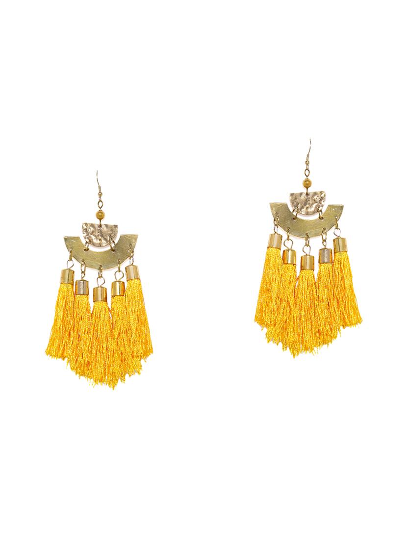 yellow metal drop earring - 16063593 - Zoom Image - 1