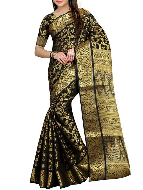 ethnic zari motif banarasi saree with blouse - 16064056 - Standard Image - 1