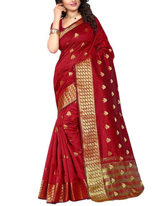 ethnic zari motif banarasi saree with blouse - 16064132 - Standard Image - 1