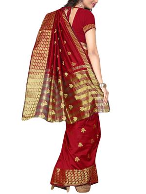 ethnic zari motif banarasi saree with blouse - 16064132 - Standard Image - 2