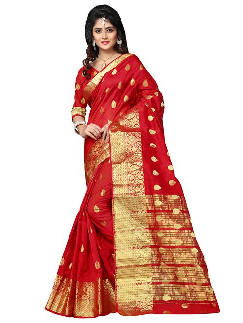 ethnic zari motifs banarasi saree with blouse - 16064677 - Standard Image - 1