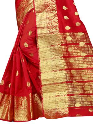 ethnic zari motifs banarasi saree with blouse - 16064677 - Standard Image - 3