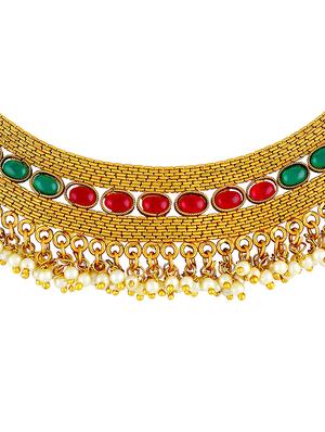 gold brass choker necklace - 16064689 - Standard Image - 2