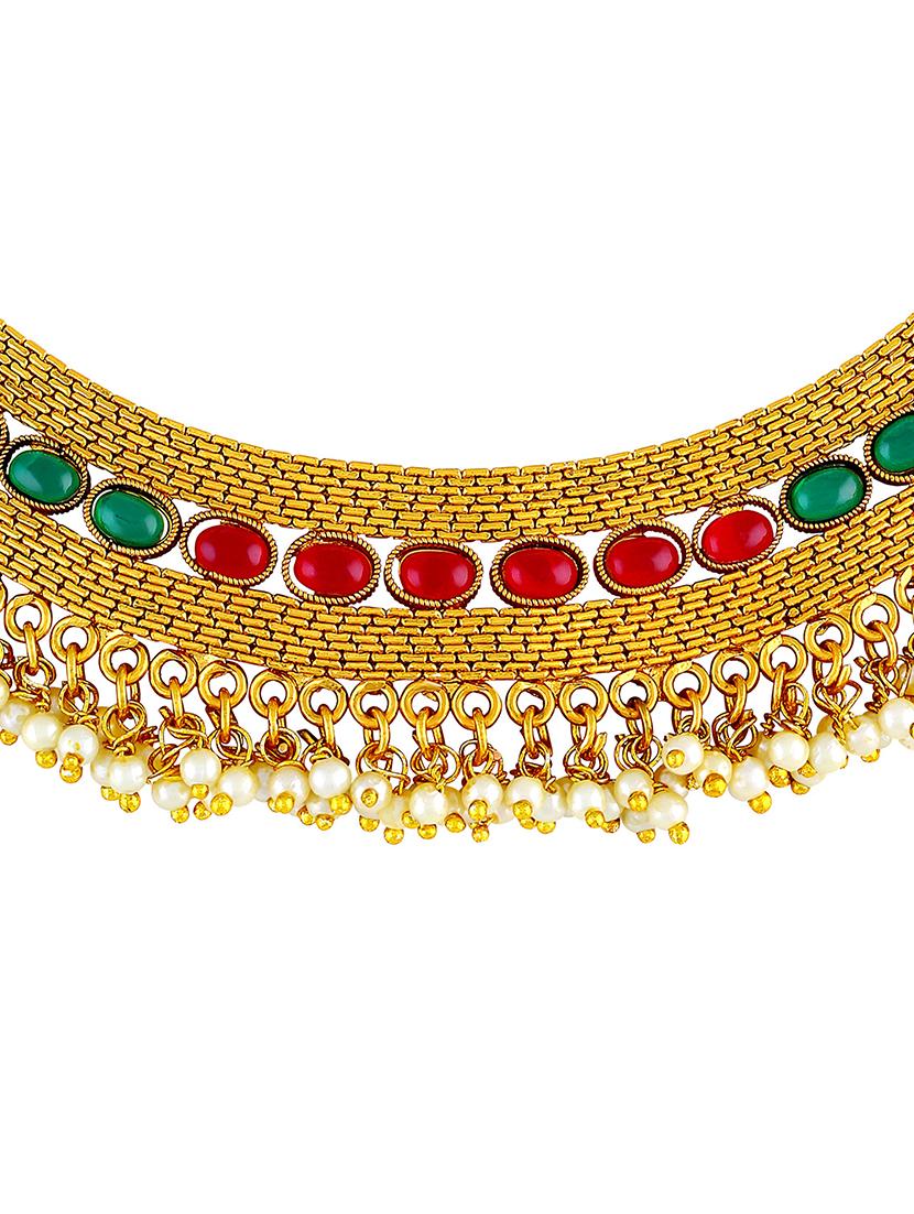 gold brass choker necklace - 16064689 - Zoom Image - 2