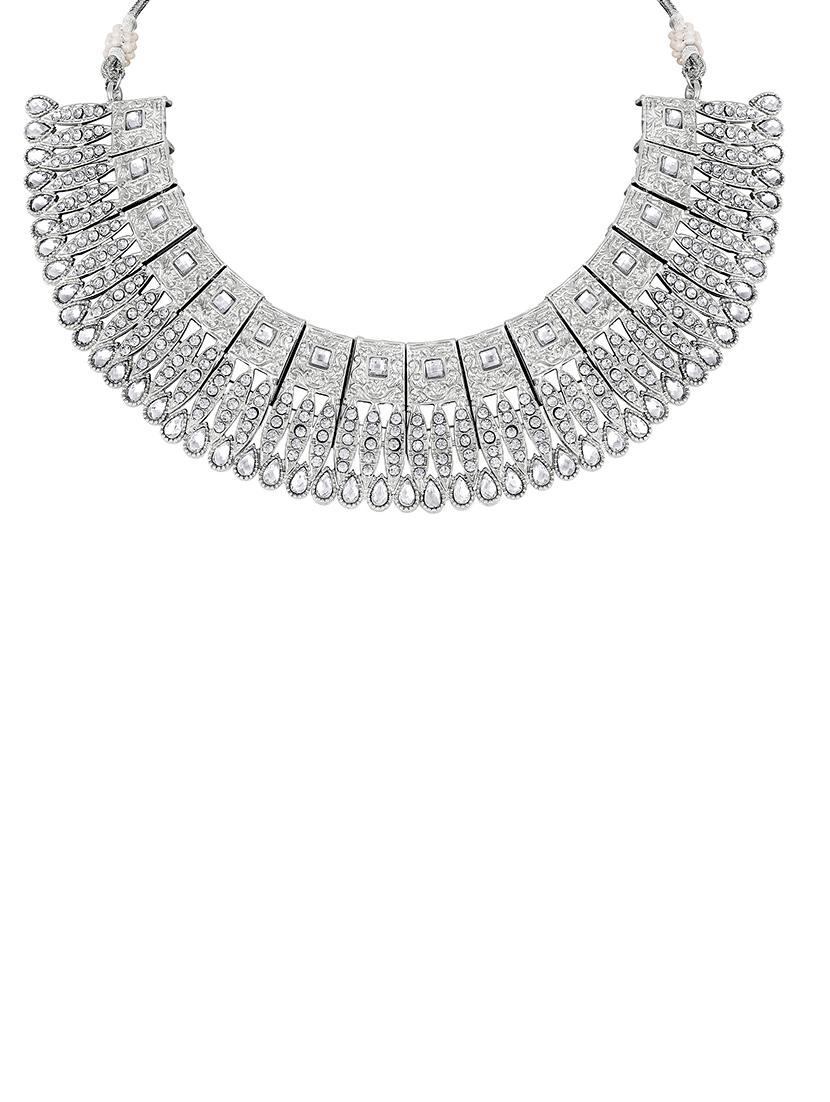 silver zinc choker necklace - 16064704 - Zoom Image - 2