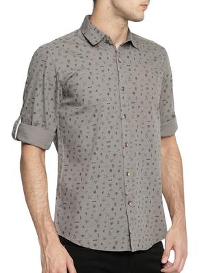 grey printed casual shirt - 16064948 - Standard Image - 2