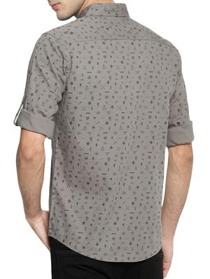grey printed casual shirt - 16064948 - Standard Image - 3