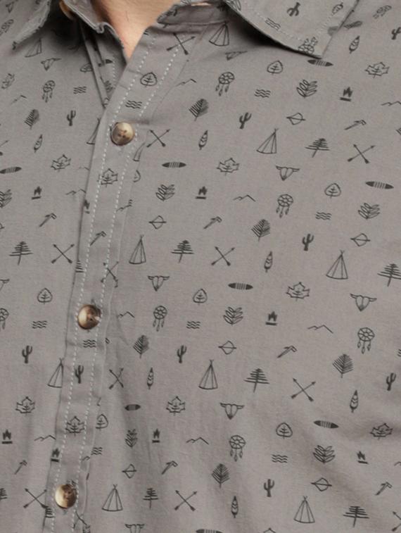 grey printed casual shirt - 16064948 - Zoom Image - 4