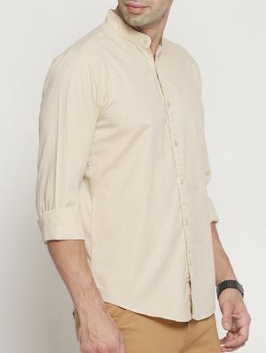 beige solid casual shirt - 16064949 - Standard Image - 2