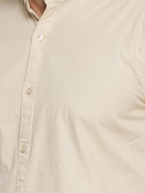 beige solid casual shirt - 16064949 - Standard Image - 4