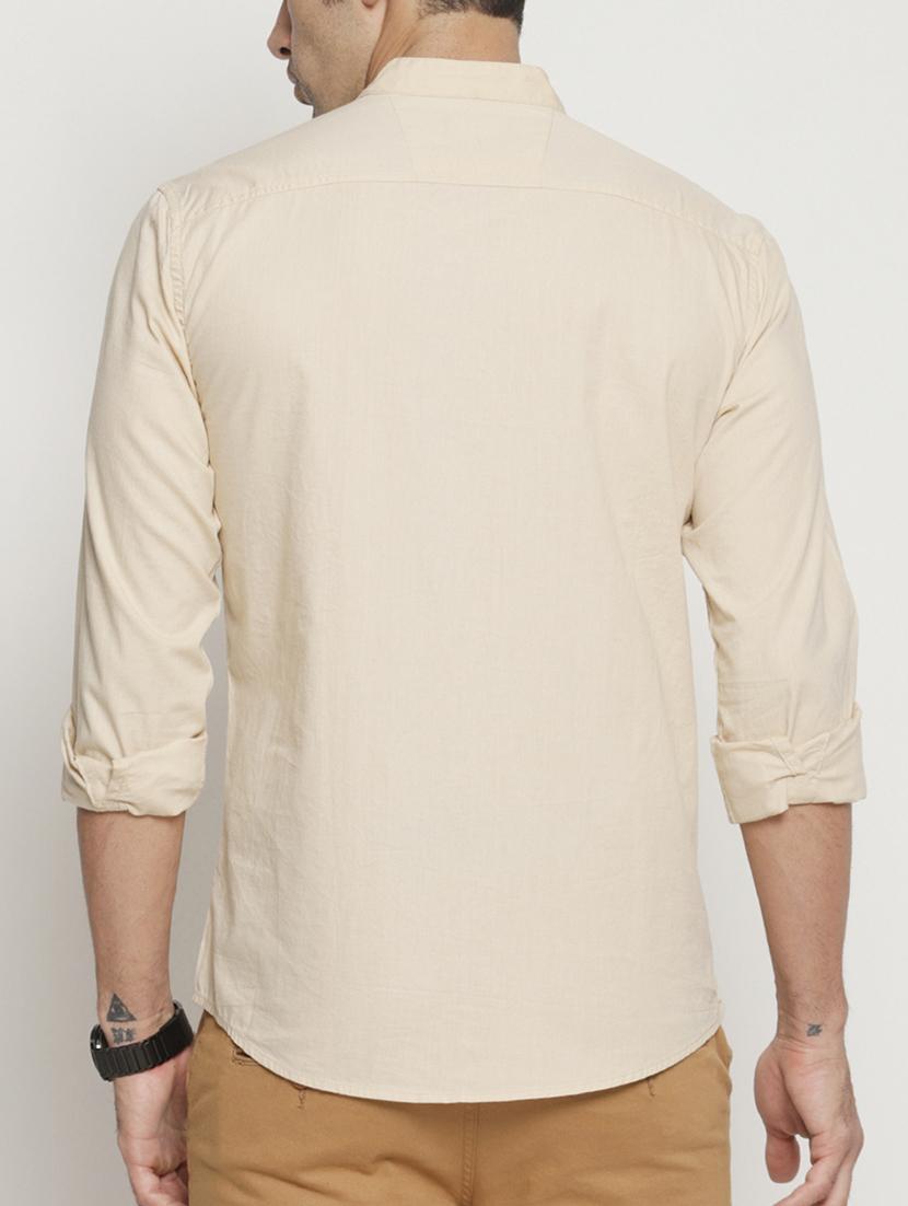 beige solid casual shirt - 16064949 - Zoom Image - 3