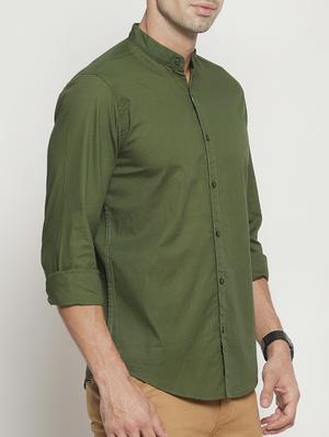 green solid casual shirt - 16064950 - Standard Image - 2