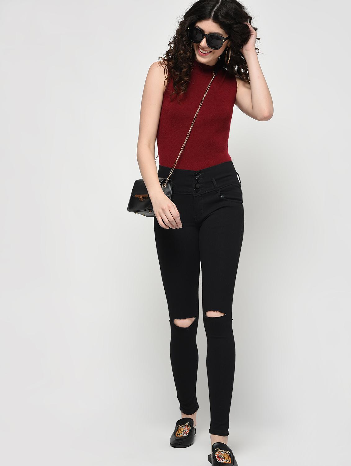 knee slit skinny fit jeans - 16065149 - Zoom Image - 1