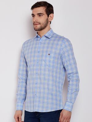 blue checkered casual shirt - 16065439 - Standard Image - 2