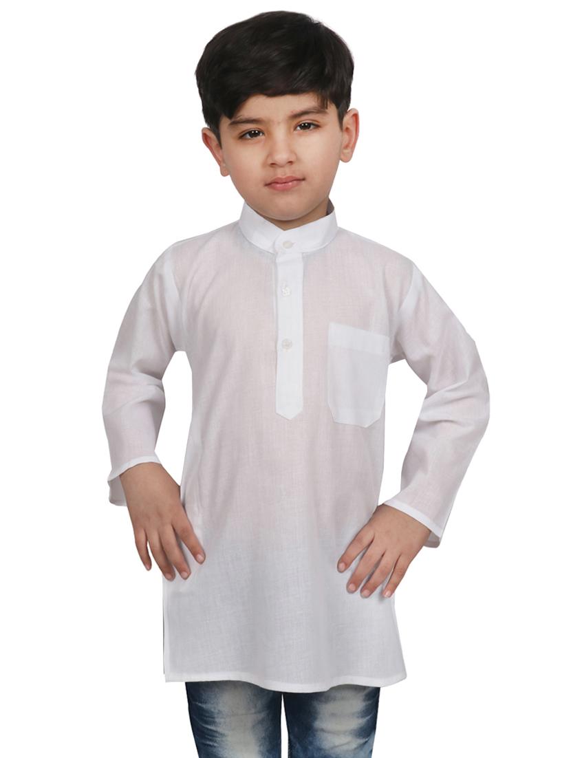 white cotton kurta - 16065503 - Zoom Image - 1