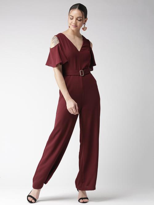 wide leg cold shoulder jumpsuit - 16065550 - Standard Image - 1