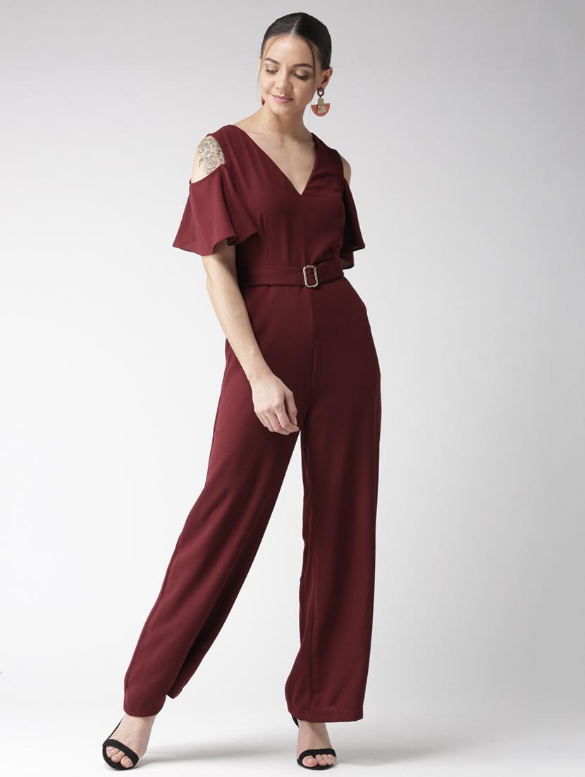 wide leg cold shoulder jumpsuit - 16065550 - Zoom Image - 1