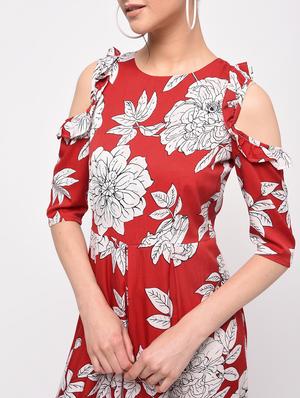 ruffled cold shoulder floral jumpsuit - 16065811 - Standard Image - 5