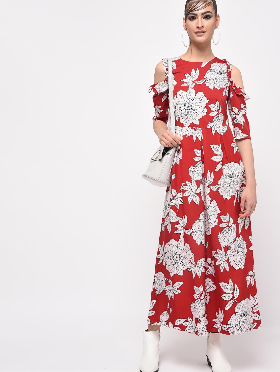 ruffled cold shoulder floral jumpsuit - 16065811 - Zoom Image - 4