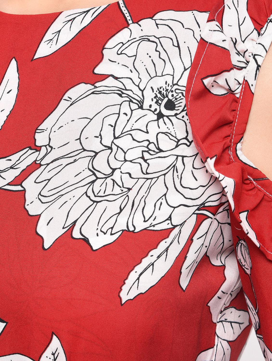 ruffled cold shoulder floral jumpsuit - 16065811 - Zoom Image - 6
