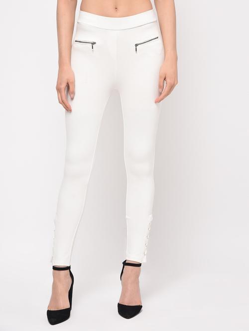 criss cross detail zipper trim jegging - 16065930 - Standard Image - 1