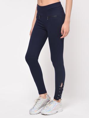 criss cross detail zipper trim jegging - 16065933 - Standard Image - 2