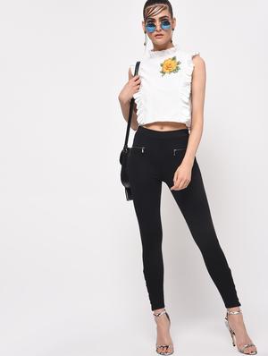 criss cross detail zipper trim jegging - 16065934 - Standard Image - 4