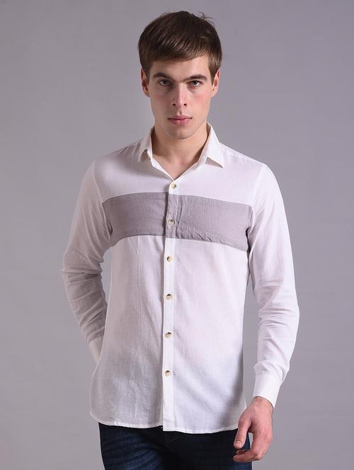 white color block casual shirt - 16066830 - Very Small Image - 1