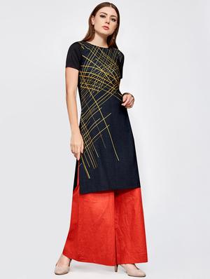 geometrical straight kurta - 16066963 - Standard Image - 2