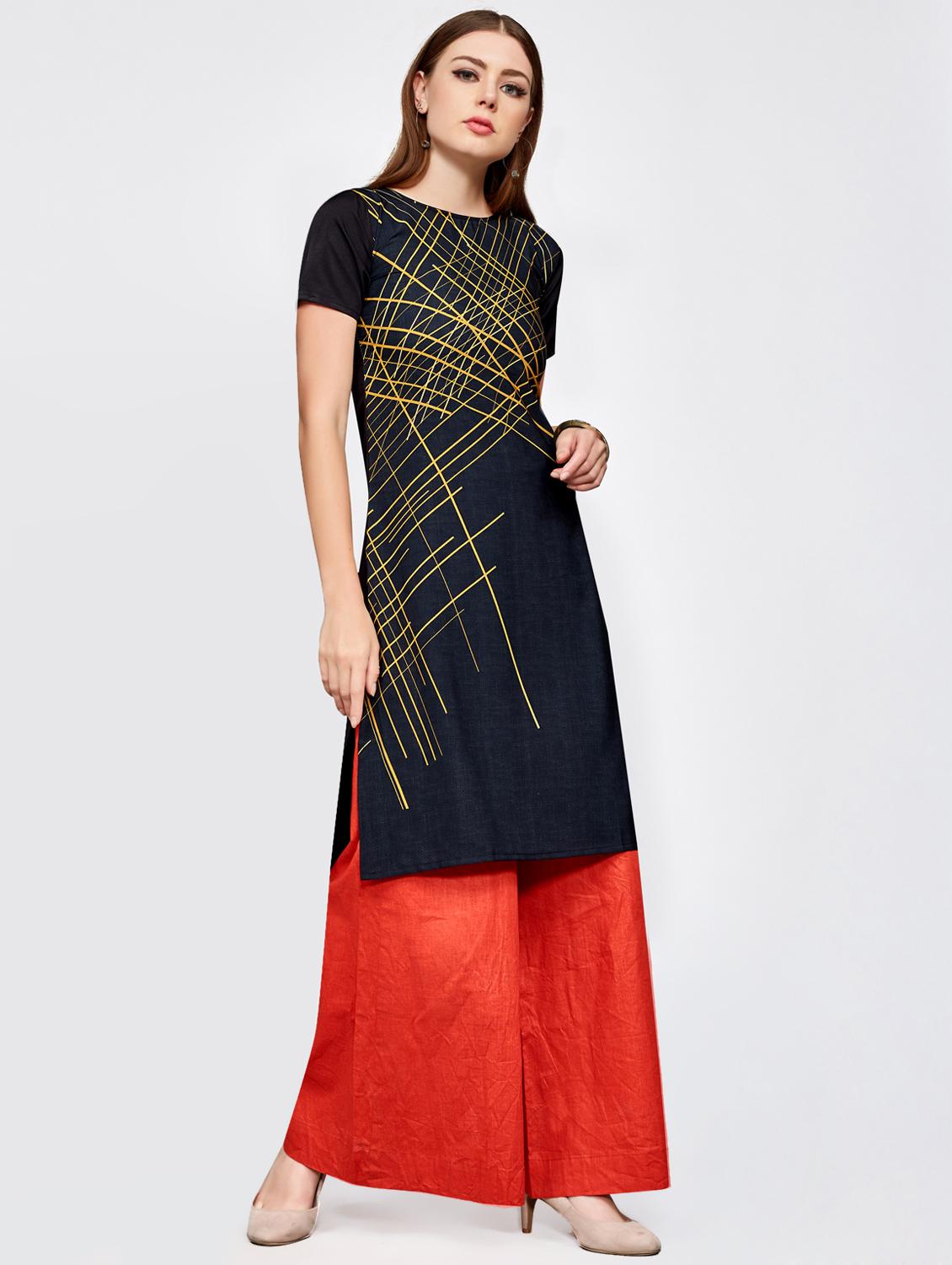 geometrical straight kurta - 16066963 - Zoom Image - 2