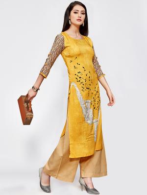 conversational straight kurta - 16067016 - Standard Image - 2