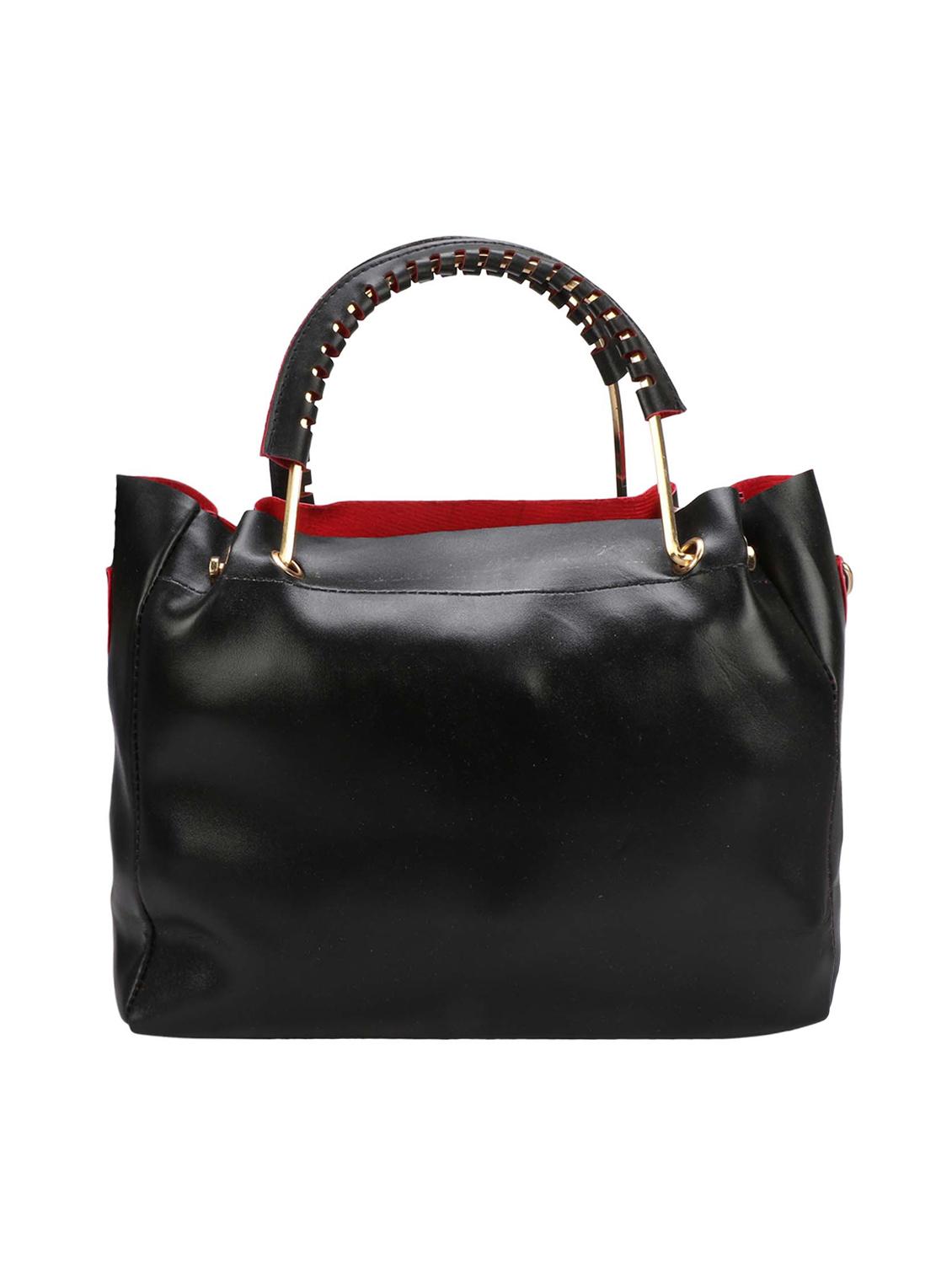 black leatherette (pu) regular handbag and pouch combo - 16067106 - Zoom Image - 2