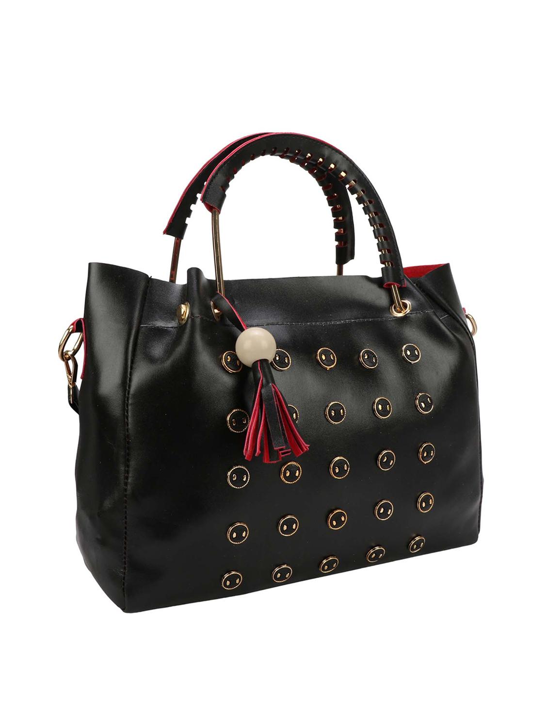 black leatherette (pu) regular handbag and pouch combo - 16067106 - Zoom Image - 6